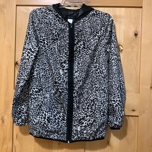 Animal Print Black and White Hooded Jacket XS